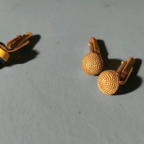 Vintage men's cufflinks set of 2 pairs like new, blue and gold tone