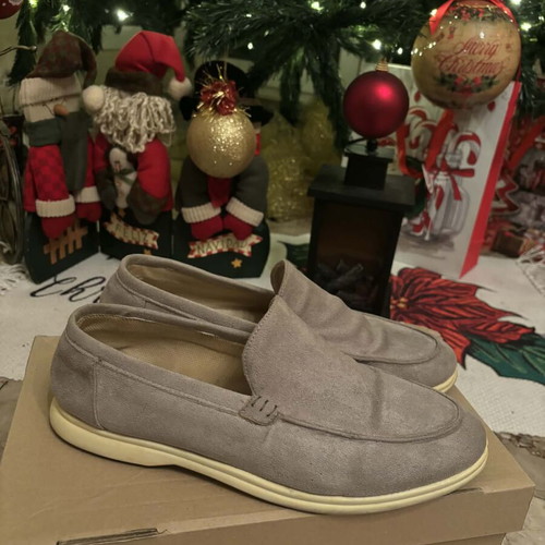 Men's suede summer loafers used, gray, size 46