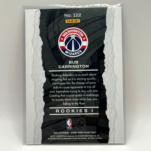 Panini Court Kings Bub Carrington Rookies Level 1 Wizards 2024-25 card new