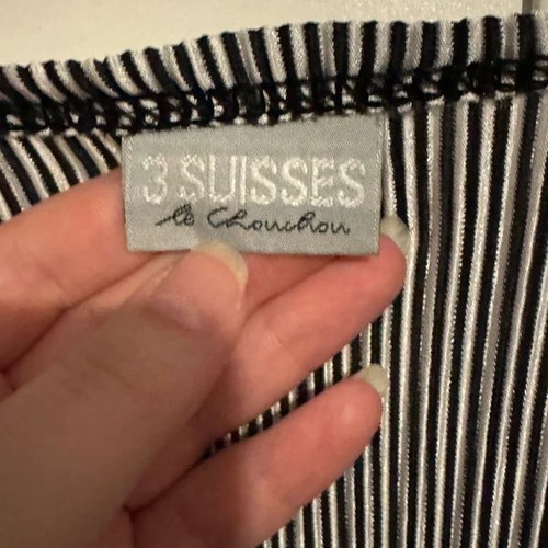 3 Suisses black and white striped blouse, size XL 42 14