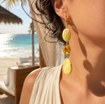 Long Amber Earrings with White Baltic Amber and 24K Gold Plated Silver