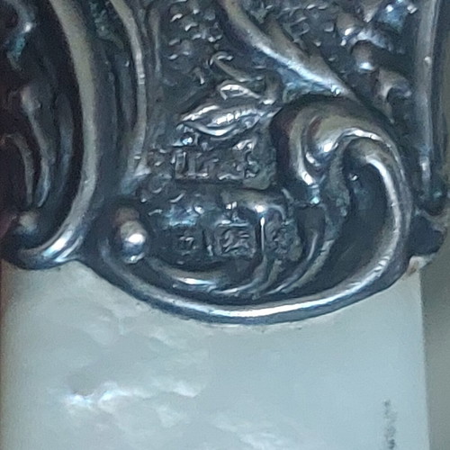 English silver whistle with mother-of-pearl circa 1900, used