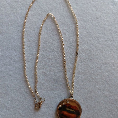 Silver pendant with 925 chain, handmade with liquid glass technique