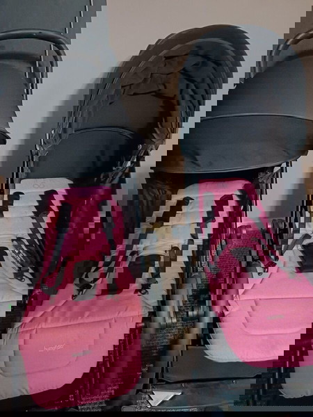 Σετ 2 καρότσια Bumprider Connect 2 Black - Pink για δίδυμα