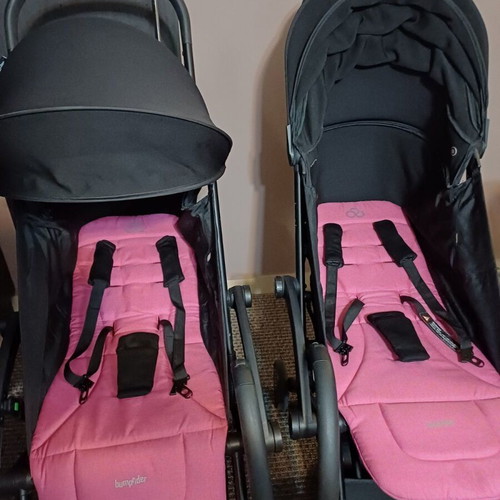 Bumprider Connect 2 Black - Pink Twin Stroller Set