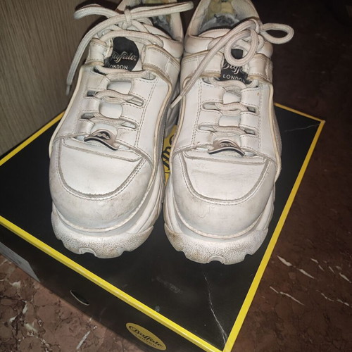 Buffalo platform shoes used, white, size 38