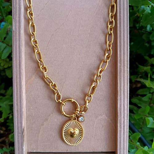 Handmade necklace in gold stainless steel, new