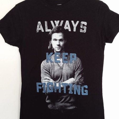Supernatural Always Keep Fighting T-shirt new, size Small, black