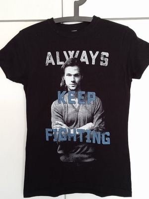 Supernatural Always Keep Fighting T-shirt new, size Small, black