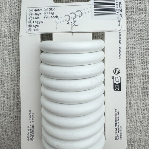 Curtain rod rings wooden white 28mm new, 4x10 pieces
