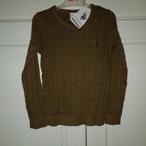 Knit sweater U.S. Polo Assn. new, khaki, slim fit