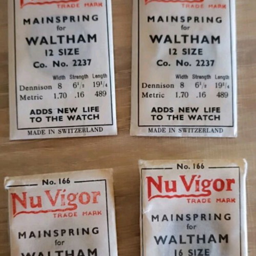 Watch mainsprings for Waltham and Hamilton, pack of 20, New Old Stock