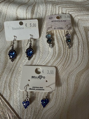 Vintage earrings 3 pairs stainless steel new, silver