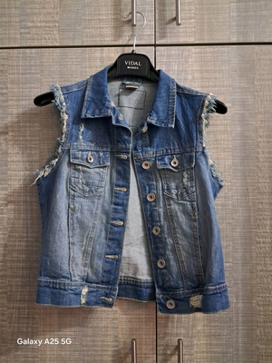 Τζιν αμάνικο γιλέκο Bershka NoM σαν καινούργιο, μπλε, μέγεθος M