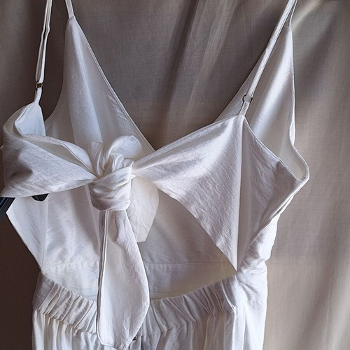 BSB White Medium Summer Jumpsuit Culotte with Cut-out Back
