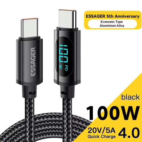 Essager USB Type-C Cable 100W 2m with Screen new