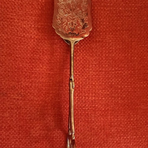 Serving tongs vintage used, silver engraved