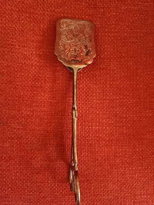 Serving tongs vintage used, silver engraved