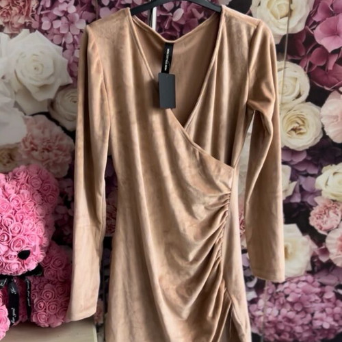 Velvet beige dress new, one size