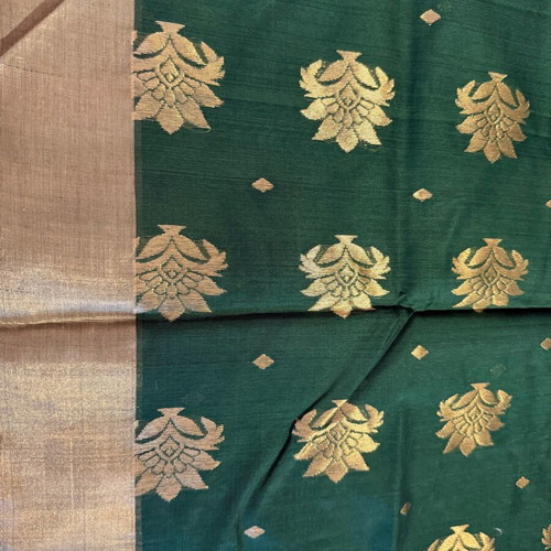 Indian silk sari green new