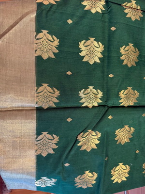 Indian silk sari green new