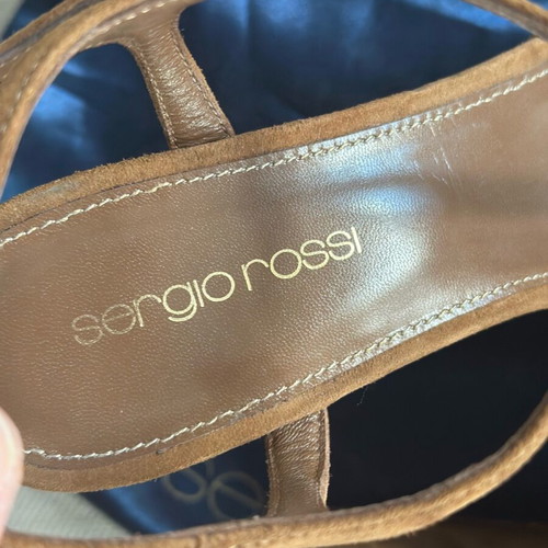 Sergio Rossi brown suede high-heeled platforms like new