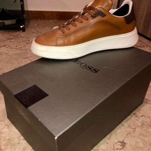 BOSS Men's Leather Sneakers like new, brown, size 41