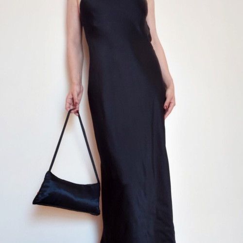 Satin maxi black slip dress Zara size M like new