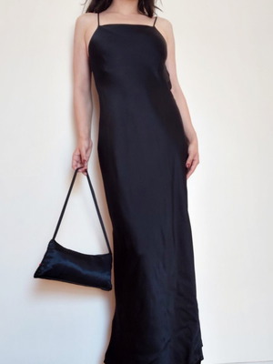 Satin maxi black slip dress Zara size M like new