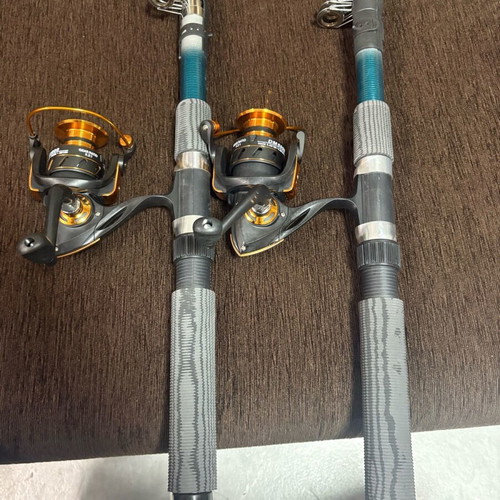 Fishing rods 4 meters with reels new, set of 2 pieces