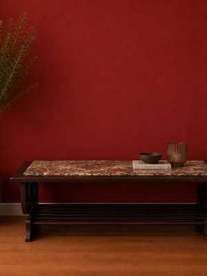 Handmade table from solid wood and onyx like new