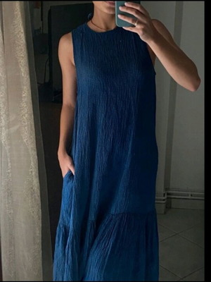 Zara ριχτό μπλε σκούρο φόρεμα μεταχειρισμένο με τσέπες