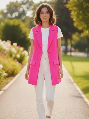 Benissimo women's long vest new, pink, size Medium