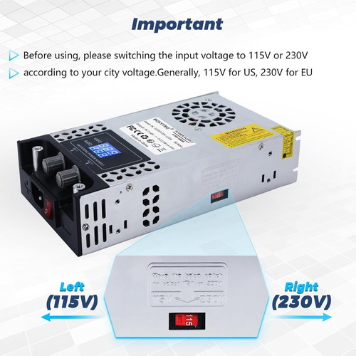 Bosytro Adjustable Laboratory Power Supply 0-48V 12.5A 600W SMPS