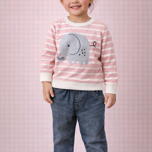 Baby clothing set new for 18–24 months with pink striped sweatshirt and jeans