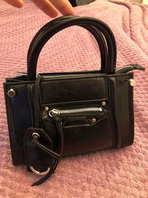 H&M mini black leather handbag new with rock details