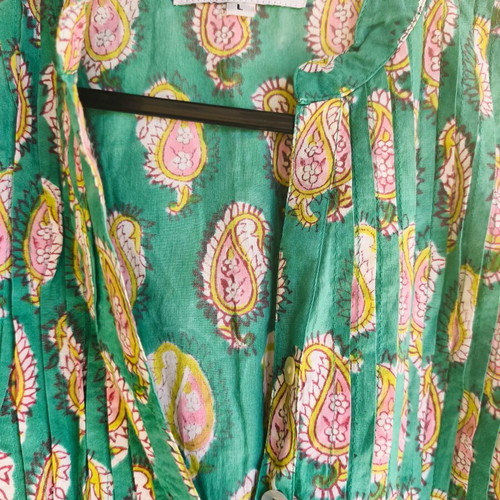 Boho caftan turquoise handcrafted, printed design