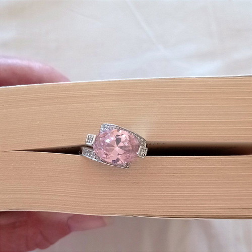 Galerie Tsangarakis silver 925 ring plated with pink zircon and white sapphires new