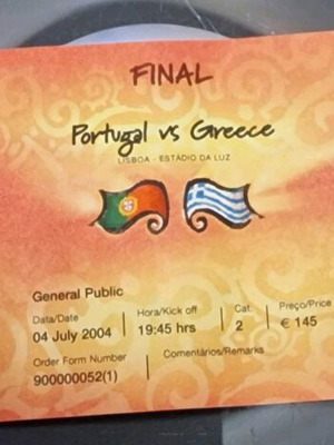 Euro 2004 Final Ticket authentic, like new