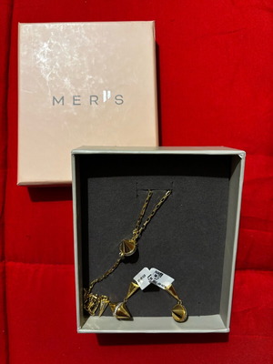 Mer's gold-plated jewelry set new, necklace and 2 earrings
