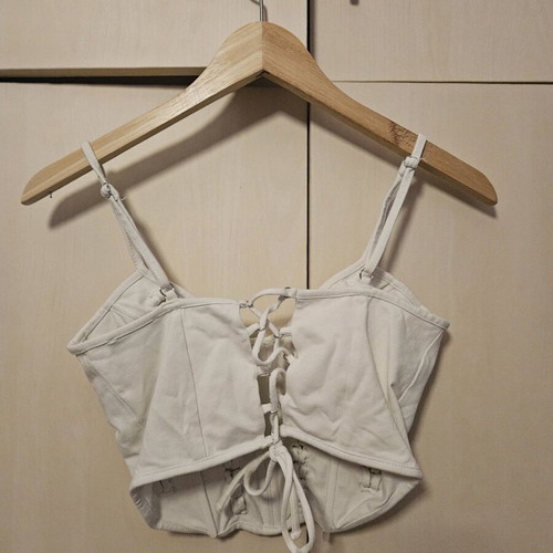 White Bershka corset with braided details size M like new