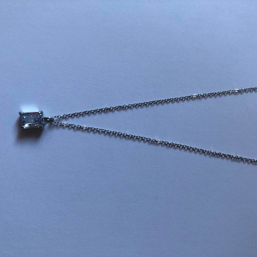 Steel necklace new with silver crystal pendant