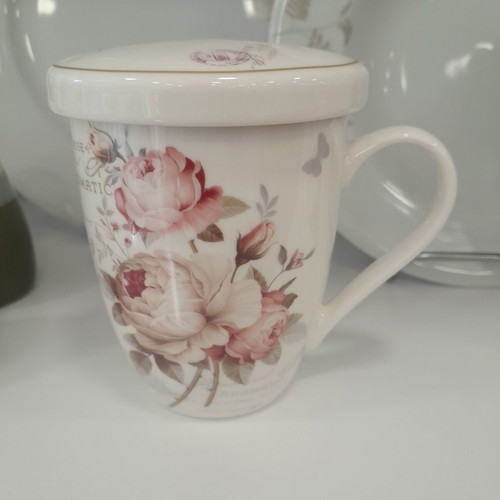 Porcelain mug with lid 360ml new