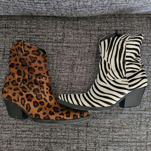 Jeffrey Campbell Defence-F Cowboy Boots like new, zebra and leopard print, size 38