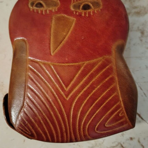 Leather ethnic piggy bank new with side door