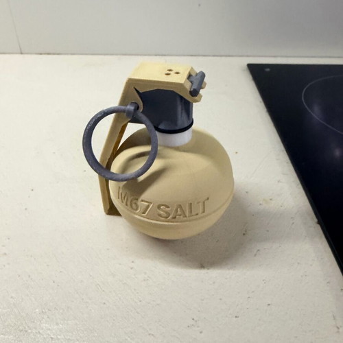 Salt shaker shaped like M67 grenade like new