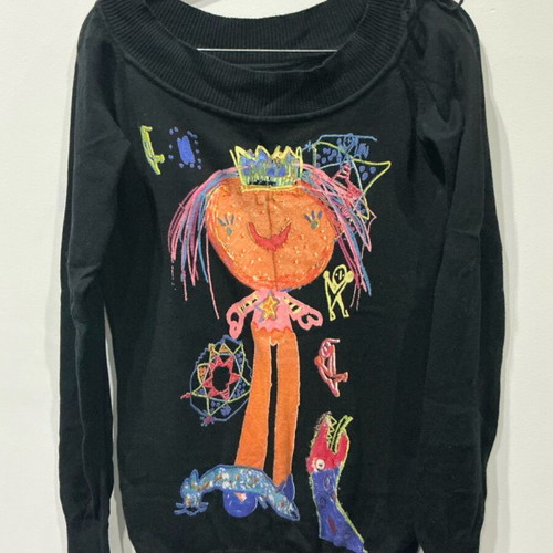 Desigual knitted blouse like new with colorful design, black