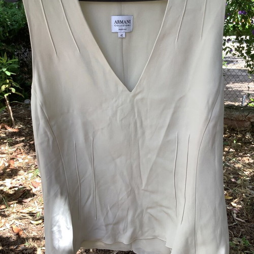 Armani Collezioni silk blouse Small pastel gray like new