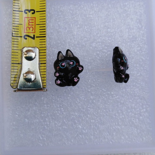 Earrings hypoallergenic, handmade, 2 pairs with cat and paw design