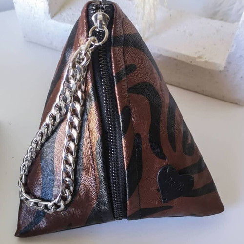 La vita handbag like new bronze-brown leather with chain